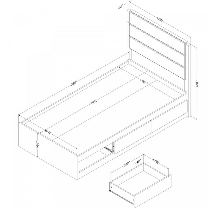 Arlen Mates Bed With 3 Drawers And Headboard Set - White Pine 