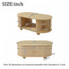 Ethan Oval Coffee Table with Sliding Doors and Hidden Storage,Natural Wood | Ethan table basse ovale – table basse avec portes coulissantes et rangement cache, bois naturel