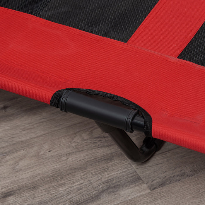 Pawhut 48\" X 36\" X 9\" Elevated Pet Bed Foldable Raised Dog Cot With Carrying Bag Red/black