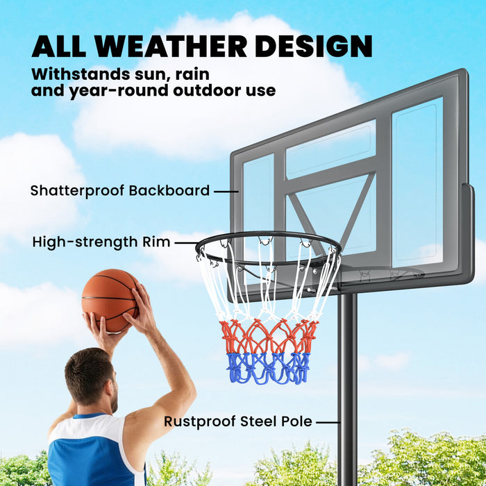 Soozier Portable Basketball Hoop Stand Outdoor, 4.4–10 ft Easy Adjustable