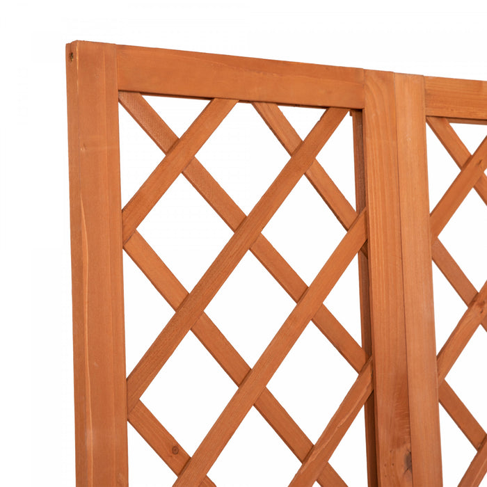 Outsunny Wood Garden Bench With Trellis And Planter Boxes For Patio Brown