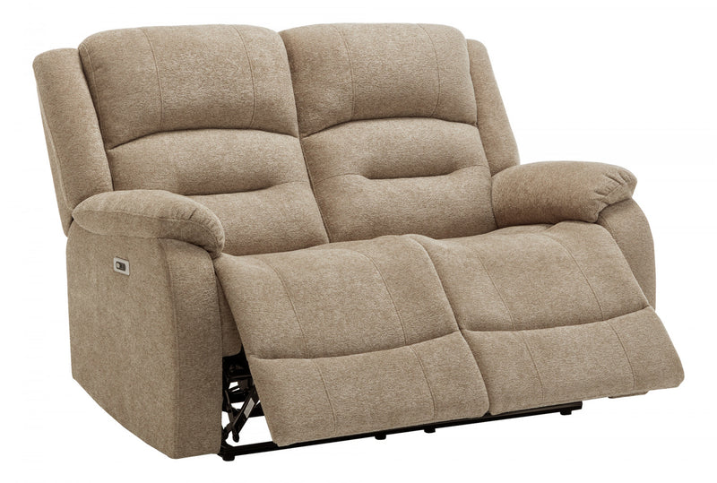 MONARCH SPECIALTIES 2-SEATER POWER RECLINING LOVE SEAT, 50\" WIDE, USB PORT INCLUDED, BEIGE FABRIC RECLINER