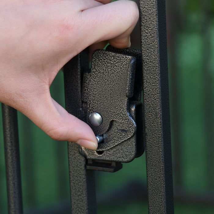 Pawhut 48\" X 41\" Heavy-duty Metal Dog Playpen, Outdoor Pet Cage Kennel, Puppy Exercise Fence Barrier With Weather-resistant Polyester Roof, Locking Door, & Metal Frame