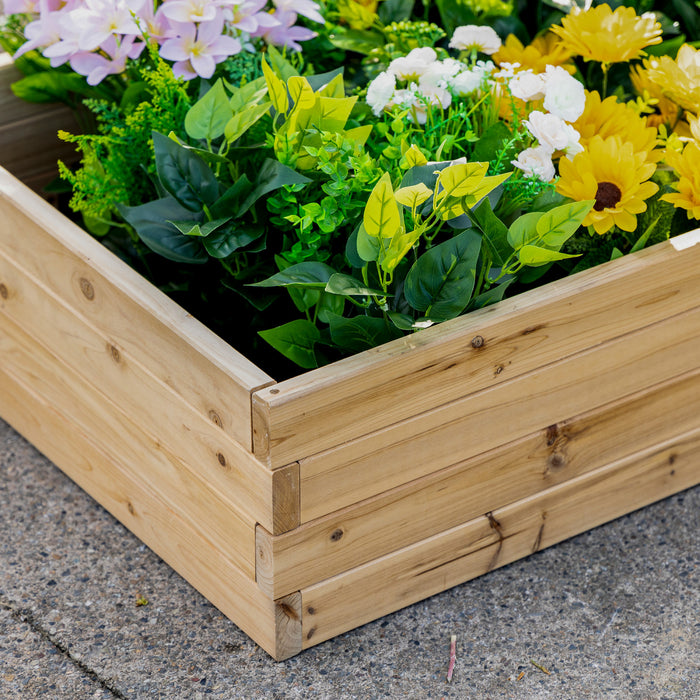 Outsunny 47\" X 24\" X 9\" Raised Garden Bed, Outdoor Wooden Planter Box For Growing Vegetables, Flowers, Fruits, Herbs, And Succulents, Easy Assembly