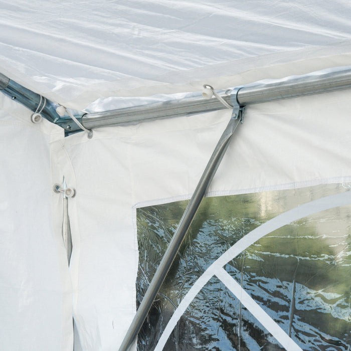 Outsunny 13’x26’ Heavy-duty Outdoor Carport Party Event Tent Patio Gazebo Canopy With 4 Sidewalls, White