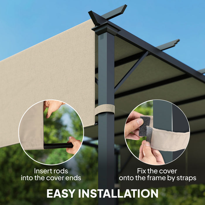 Outsunny 2 Pcs 18 x 4ft Pergola Shade, UV Protection Pergola Canopy, Khaki