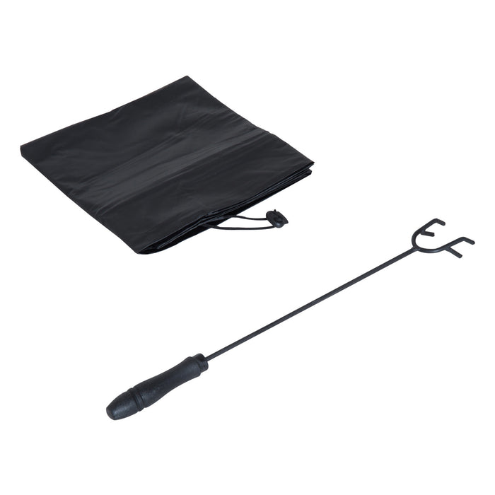 Outsunny 34\" Outdoor Square Firepit Steel Stove Portable With Spark Screen Cover Log Grate Poker And Rain Cover For Outside Wood Burning And Camping Black