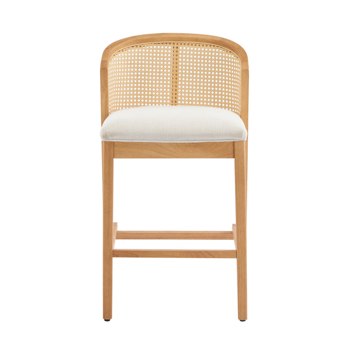 Tatti Rubber Wood Counter Stools with Cane Back Set of 2,Beige