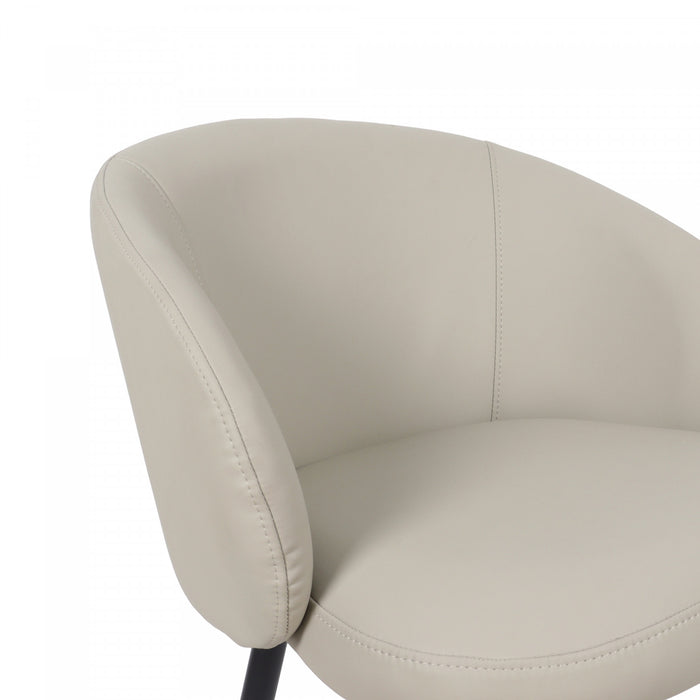Looma Contemporary Modern Vegan Leather Metal Side Chair in Stone Gray - Set of 2
