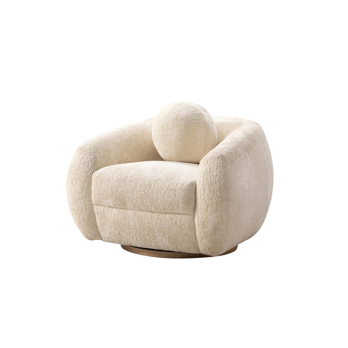 Tribeca Mid-Century Modern Chenille Lounge Chair in Cream - Set of 2