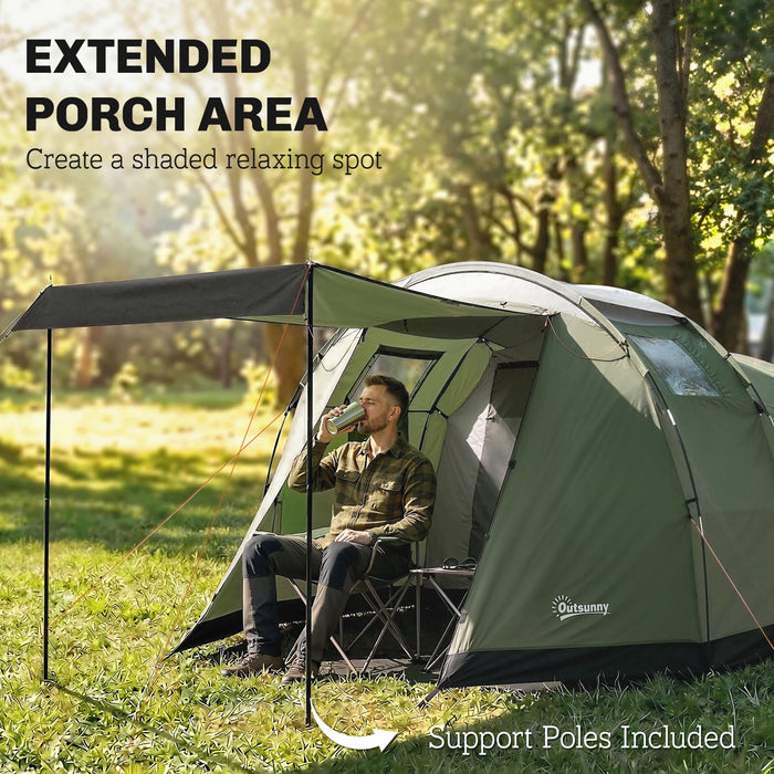 Outsunny Camping Tent with Rainfly Waterproof for 3-4 Person, Green