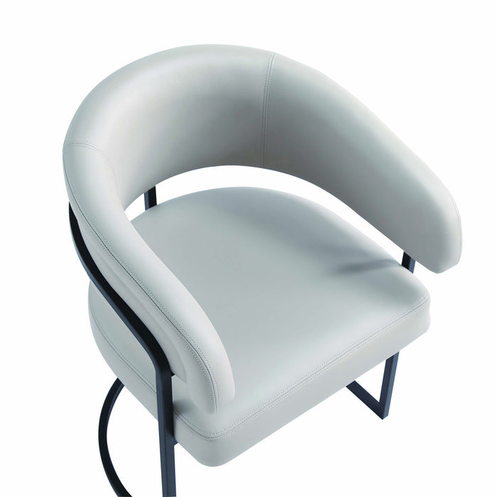 Augusta Modern Metal Vegan Leather Dining Chair in Light Gray - Set of 4