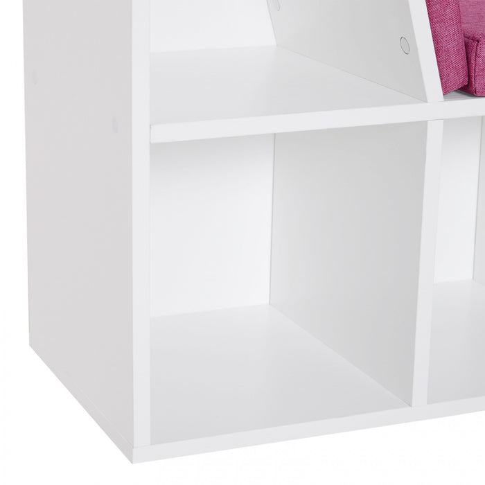 HOMCOM 6-Cubby Bookcase Bookshelf with Cushion Reading Nook, Pink