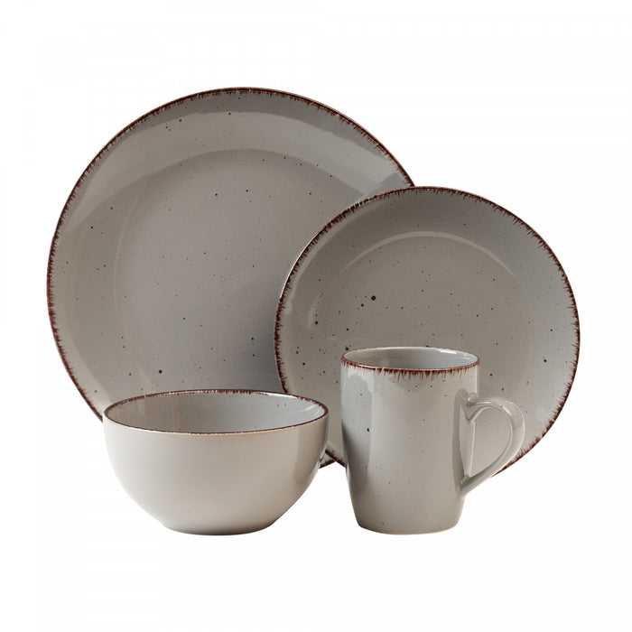 Utopia 16-Piece Stoneware Dinnerware Set with Silver Flatware