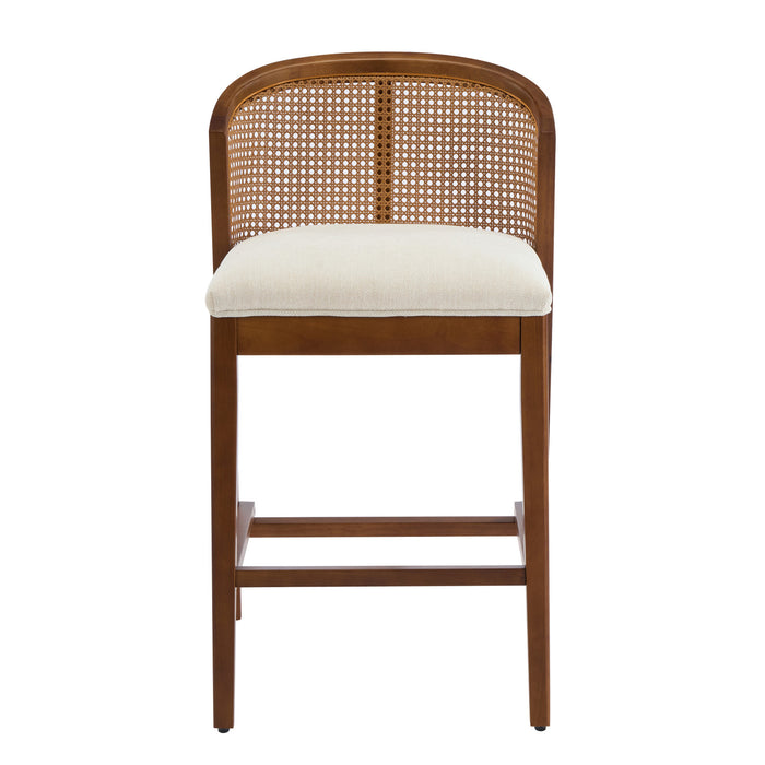 Tatti Rubber Wood Counter Stools with Cane Back Set of 2,Walnut
