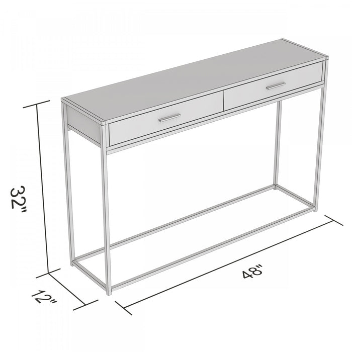 48” Modern Console Table With 2 Drawers - Brown Reclaimed Wood With Black Metal