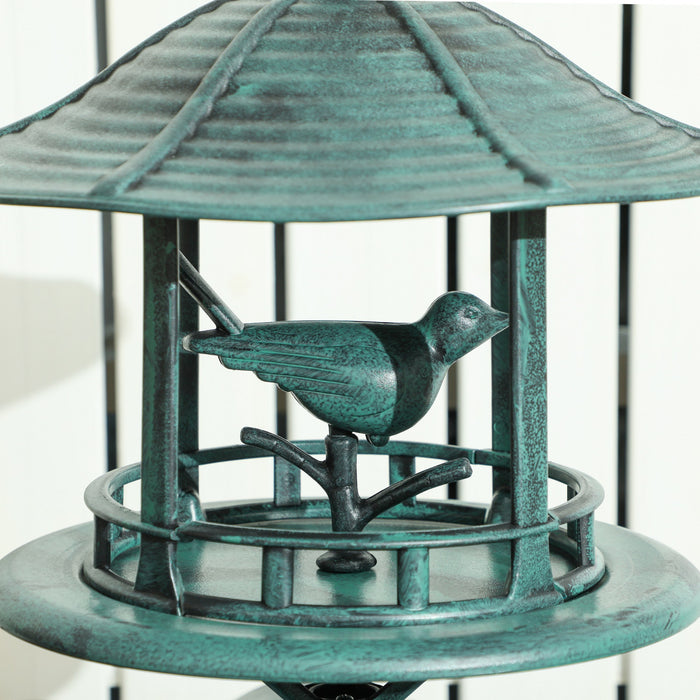 Outsunny 3-in-1 Garden Bird Bath Bowl Pedastal with Bird Feeder, Green