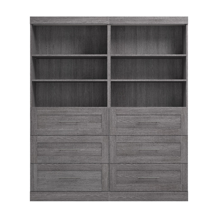 Bestar Pur 72 W Closet Organizer with Drawers - Bark Grey