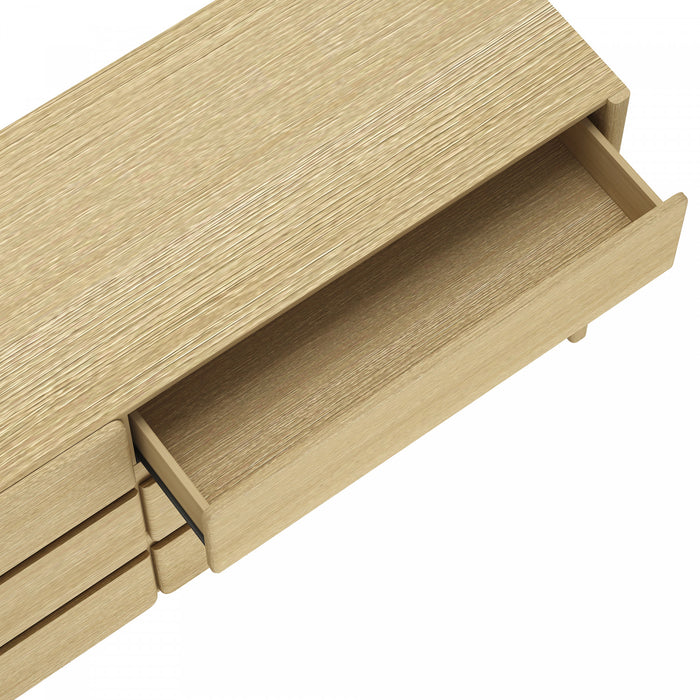 Linda Modern 72\" Dresser in Natural Oak (6-Drawer)