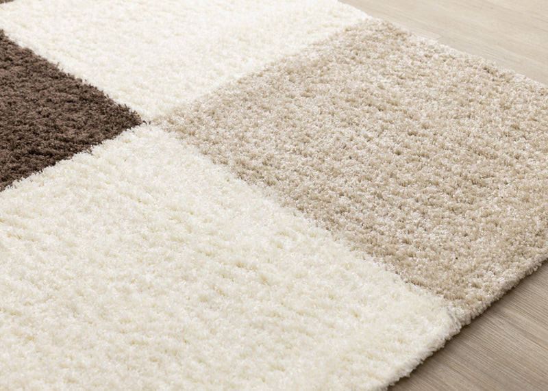 Fairmont Brown Beige White Checkered Rug, 7'10\" x 10'6\" Indoor Area Rug