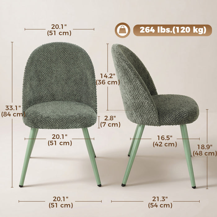 HOMCOM Dining Chairs Set of 2 with Velvet Fabric Upholstery, Dark Green