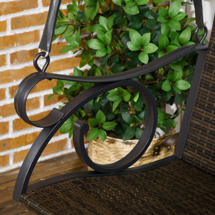 Outsunny 2-person Wicker Porch Swing Hanging Swing Bench With Steel Chains