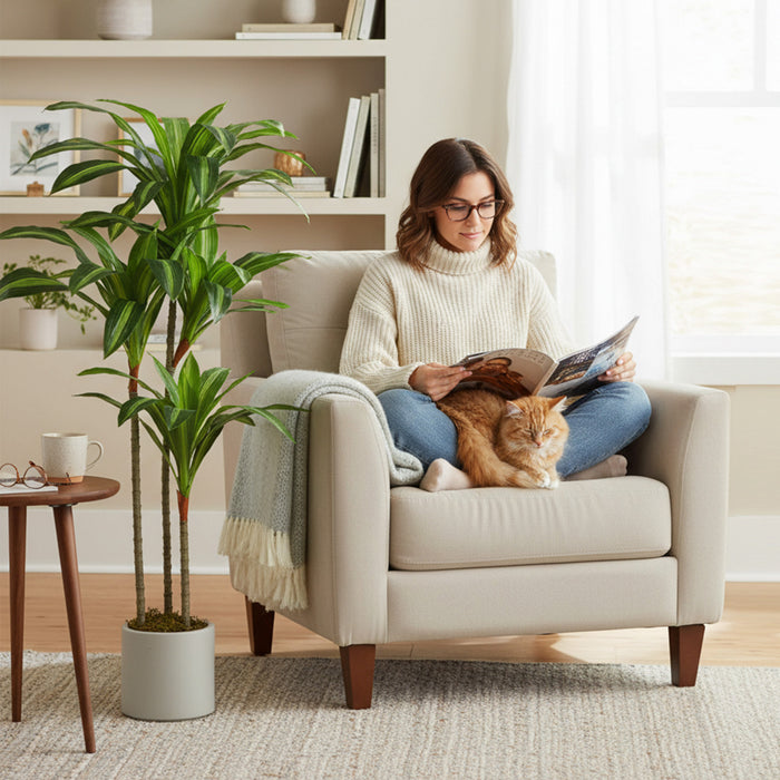 HOMCOM 4FT Artificial Dracaena Tree, Lifelike Fake Plant for Home Decor