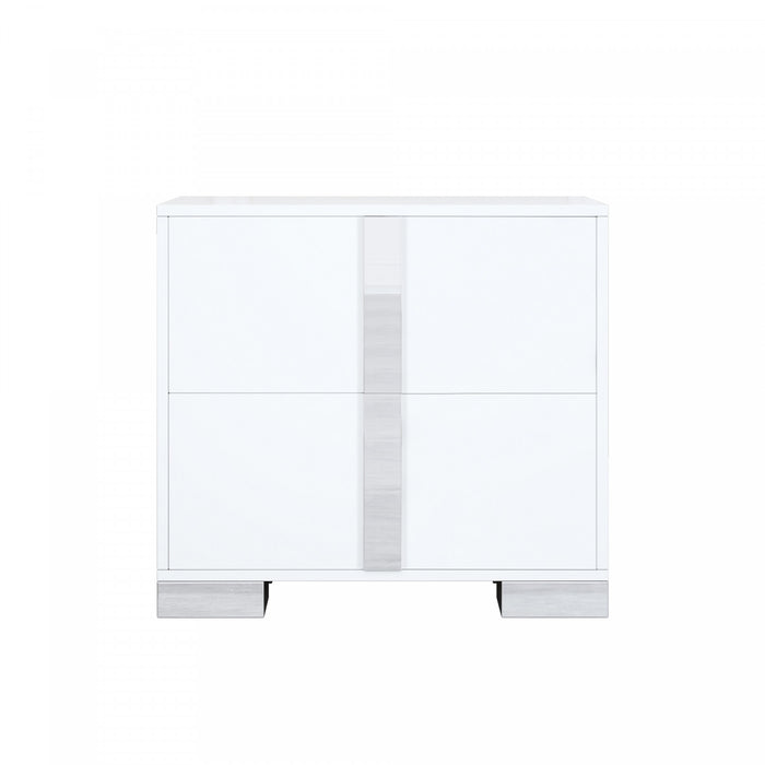 Madeline Nightstand with 2 Storage Drawers and Metal Legs,White