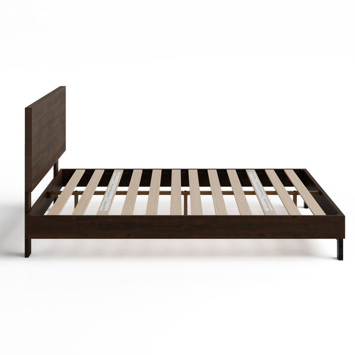 Tricia Wood Platform Bed with Headboard in Dark Brown - Queen Size