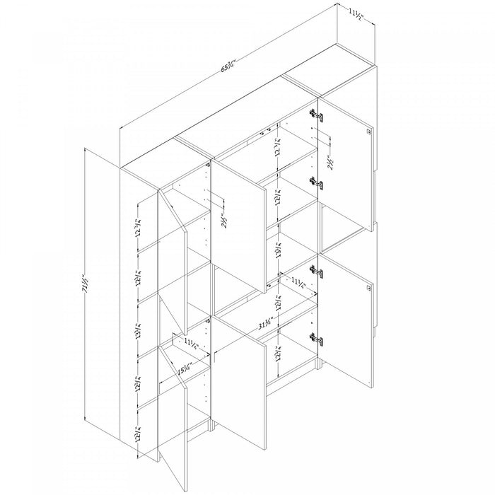Liora Set Of Bookcase And 2 2-door Narrow Bookcases - Bleached Oak