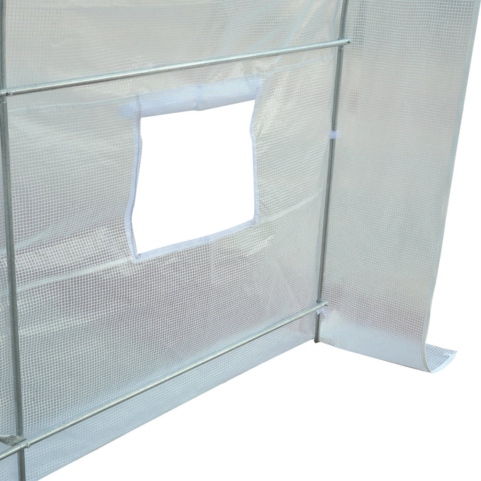 Outsunny 8.2x6.6x6.6ft Walk-in Tunnel Greenhouse Portable Garden Plant Growing Warm House With Door And Ventilation Window White