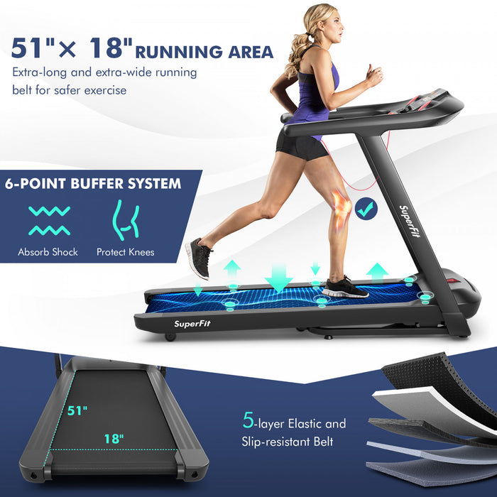 Superfit 4.75hp Folding Treadmill W/preset Programs Touch Screen Voice/app/remote Control