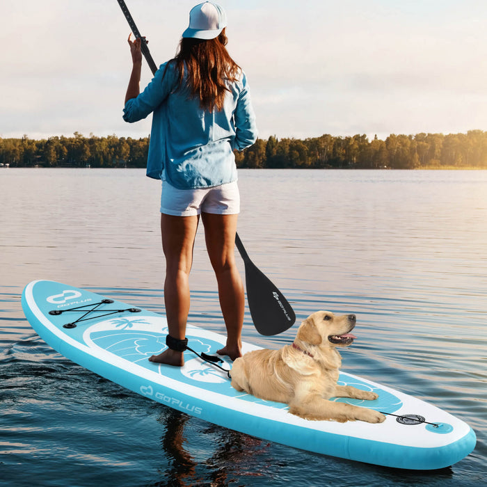 Goplus Small Inflatable Sup Board, Portable Paddle Board With 5d Rings Stand Up Paddle Board For Youth & Adult Turquoise