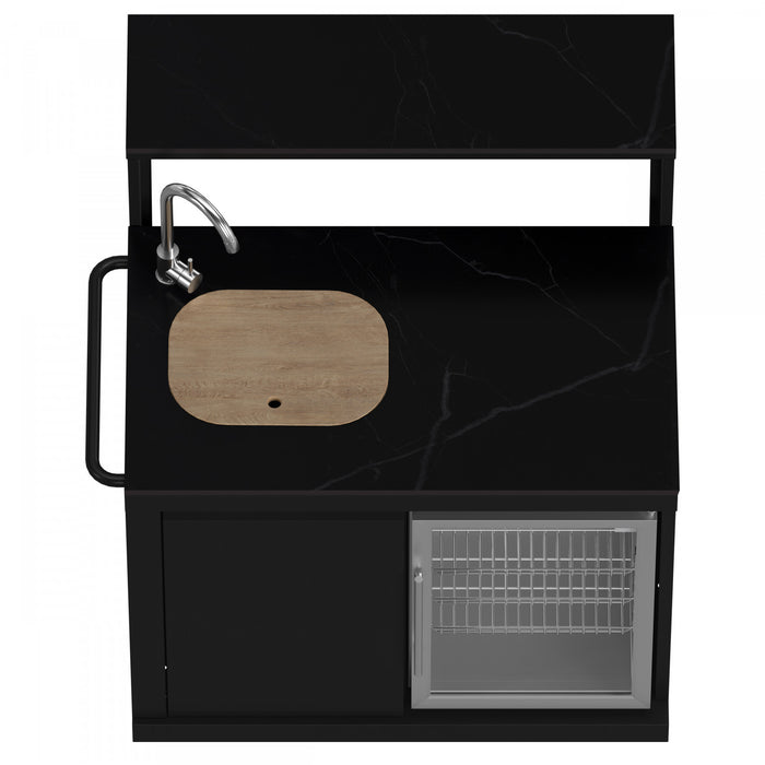 Forno All'Aperto Outdoor Kitchen with Black Countertop, 99,600 BTU, Bar Module & Pizza Oven - FODKT2568BLK