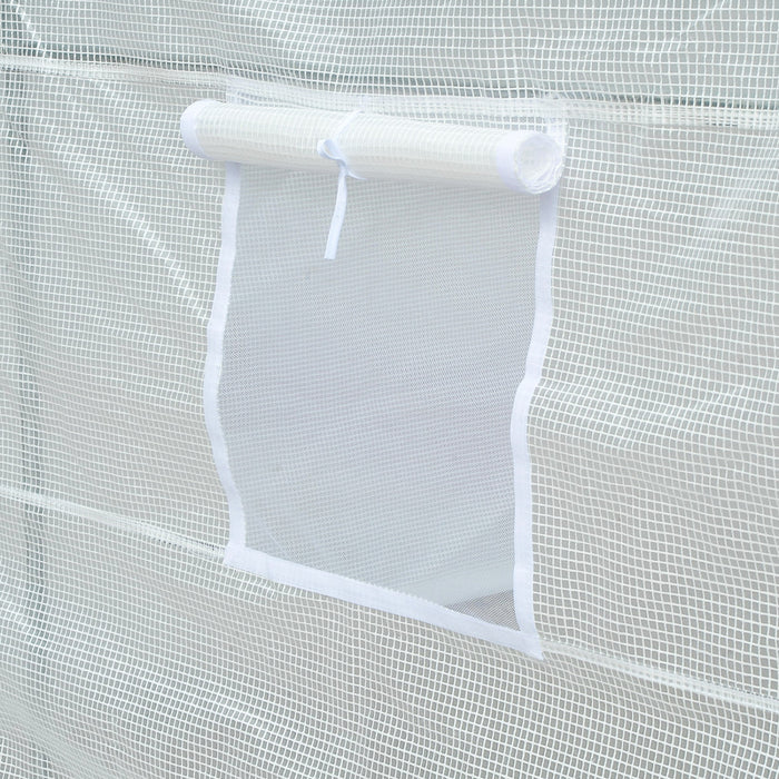 Outsunny 11.5x6.6x6.6ft Walk-in Tunnel Greenhouse Portable Garden Plant Growing Warm House With Door And Ventilation Window White