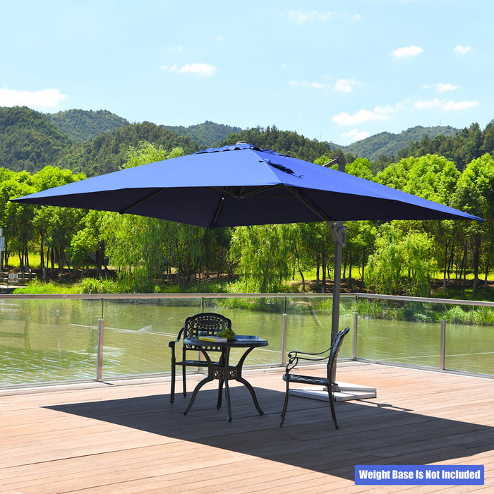 Costway 10'x13' Patio Offset Cantilever Umbrella Aluminum 360° Rotation Tilt Navy