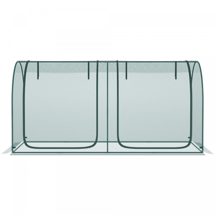 Outsunny 8 X 3ft Crop Cage With Two Zippered Doors Dark Green