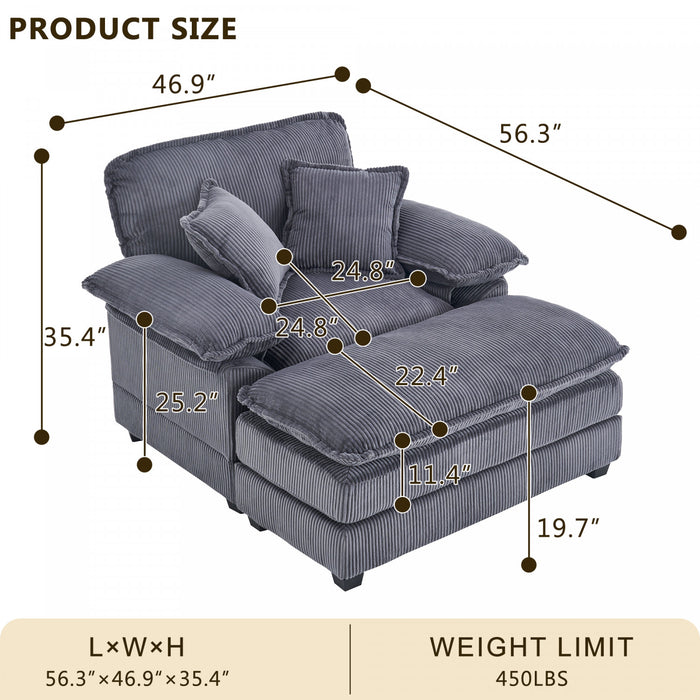 Liam 46.9\" Modern indoor corduroy sofa with 2 soft cushions ,Green Sofa
