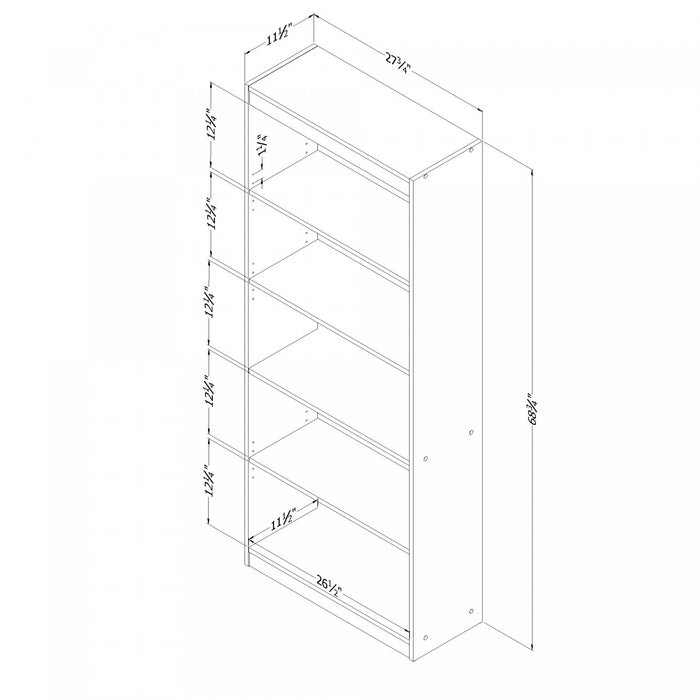 Axess 5-shelf Bookcase - Pure White 