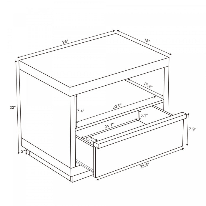 Navis Contemporary 26\" Nightstand in Whitewashed Oak (1-Drawer)