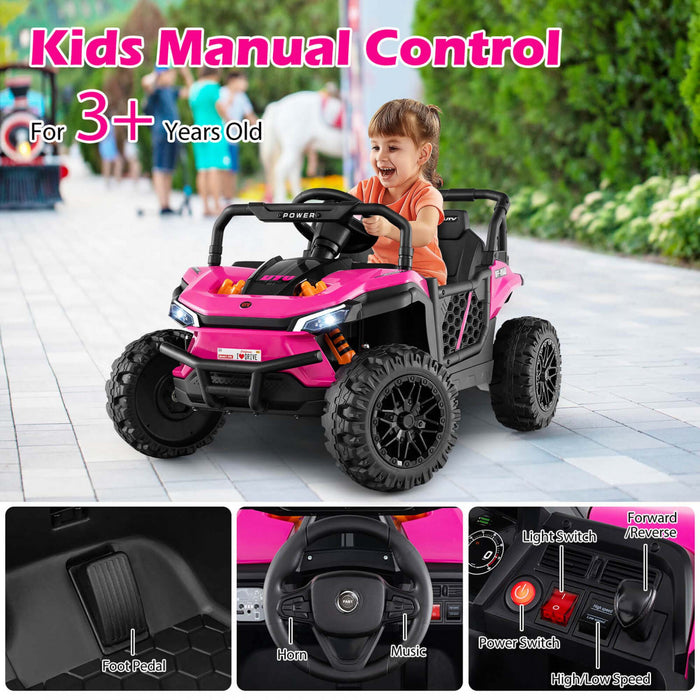 Costway 12v Kids Ride On Truck With Parental Remote 3 Speeds & Reverse Forward Function Pink
