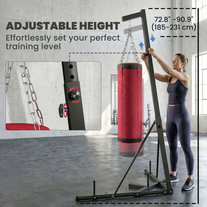 Soozier 72.8\"-90.9\" Adjustable Punching Bag Stand with Sandbag, Red