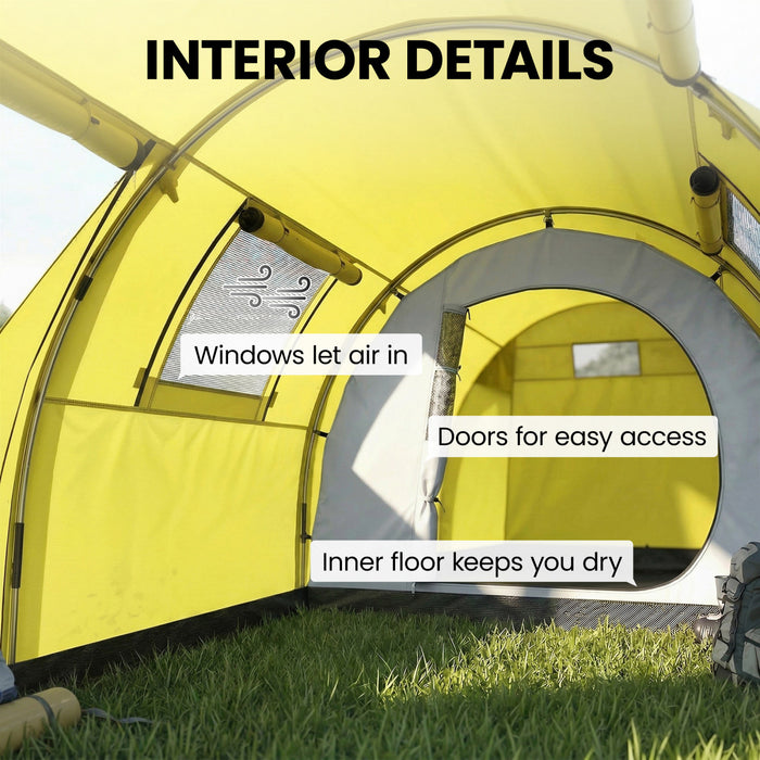 Outsunny 3-4 Person Camping Tent with 2 Rooms, Waterproof Family Tent