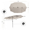 Costway 15FT Twin Patio Double-Sided Umbrella 48 Solar LED Lights Crank Outdoor Beige