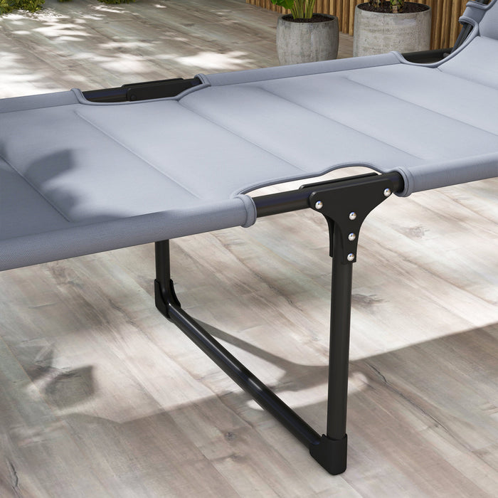 Outsunny 2-piece Folding Chaise Lounge, Reclining Tanning Chairs, Grey