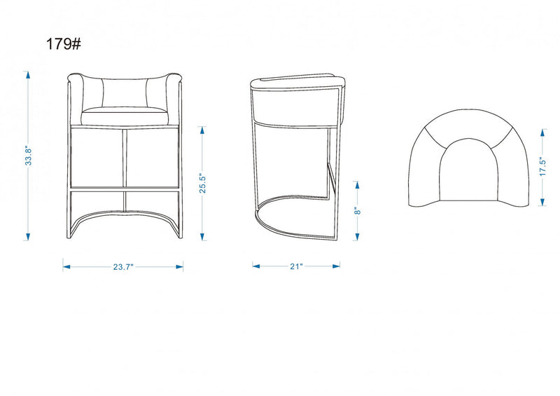 Cosmopolitan Mid-Century Modern Metal Upholstered Counter Stool in Greige