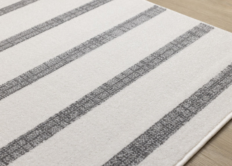Covington Grey White Striped Rug, 6'7\" x 9'10\" Indoor Area Rug