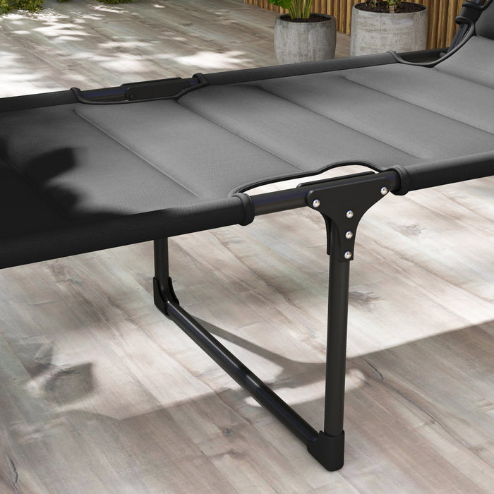 Outsunny 2-piece Folding Chaise Lounge, Reclining Tanning Chairs, Black