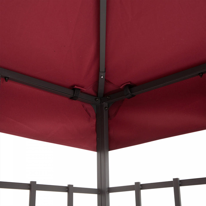 Outsunny 9.8' X 9.8' Square 2-tier Gazebo Replacement Canopy, Top Cover Outdoor Garden Sun Shade Shelter, Wine Red