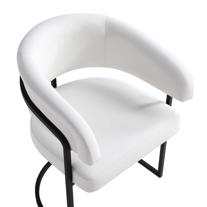 Augusta Modern Metal Vegan Leather Dining Chair in White - Set of 4